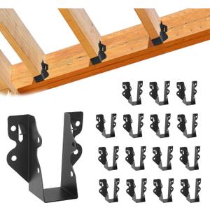 16 Pcs 2"x 4" Joist Hanger,Q235B Steel Face Mount Joist Hangers,Black Powder Coated Hurricane Ties for Rafter, Rafter Brackets for Floor, Deck and Ceiling Joists