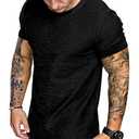 Fashion Mens T Shirt Muscle Gym Workout Athletic Shirt Cotton Tee Shirt Top Black S