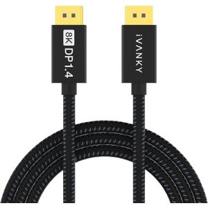 IVANKY DisplayPort Cable 10ft 1.4, 8K DP to DP Cable[8K@60Hz, 4K@144Hz, 1080P@240Hz], Support HBR3, 32.4Gbps, HDCP 2.2, HDR, 8K Display Port Cord Compatible for Gaming Monitor, TV, PC, Laptop - 10ft