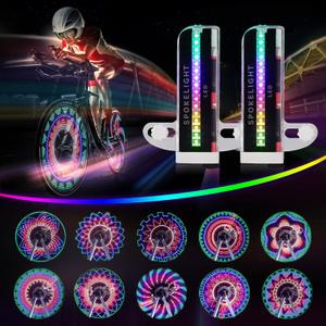 Bicycle Wheel Lights, Bike Wheel Lights for Night Riding, Bike Spoke Light, Bicycle Accessories, 32Leds, 32 Patterns Waterproof, for Kids & Adult (Black-2packs)