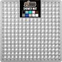GORILLA GRIP Patented Square Shower Stall Mat, Small Bathtub Floor Mats for Stand Up Showers with Suction Cups and Drainage Holes, Machine Washable, Soft on Feet, Bathroom Accessories 21x21 Inch, Gray