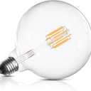 Bonlux 8W G125 LED Globe Light Bulbs, E26 Large Dimmable Filament Bulb Warm White 2700K, Vintage LED Edison Bulbs 60W Equivalent Round Replacement Bulbs, Clear Glass Globe Bulb 800LM, 1 Pack