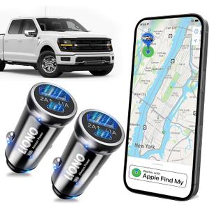 LIONO Car GPS Tracker & Charger with Built-in Rechargeable Battery, GPS Tracker for Vehicles, Hidden Car Tracker for Anti-Theft & Parking Location, for Family& Fleets, No Monthly Fee, No SIM, iOS Only (2 Pack)