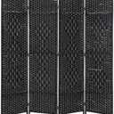 4 Panel Room Divider Folding Privacy Divider 6 Ft Indoor Wall Divider Portable Partition Wood Screen, Black