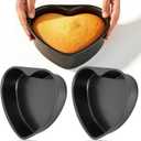 Nuogo 3 Pack 8 Inch Heart Shaped Cake Pans Aluminum Heart Cake Mold Baking Pans for Valentine's Day Birthdays Weddings Durable Nonstick Heart-shaped Tins for DIY Baking(Black)