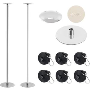 Boat Cover Support Poles with Metal Base, Height Adjustable Stainless Steel Pontoon Boat Cover Support Poles (Adjustable Height-2 Pack)