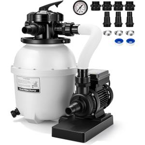 VIVOHOME 12 in Sand Filter Pump for Above Ground Pool, 0.4 HP 3168 GPH, Swimming Pool Filter System with 24H Timer & 6-Way Valve, High-Efficiency Filtration for Pools Up to 11,000 Gallons
