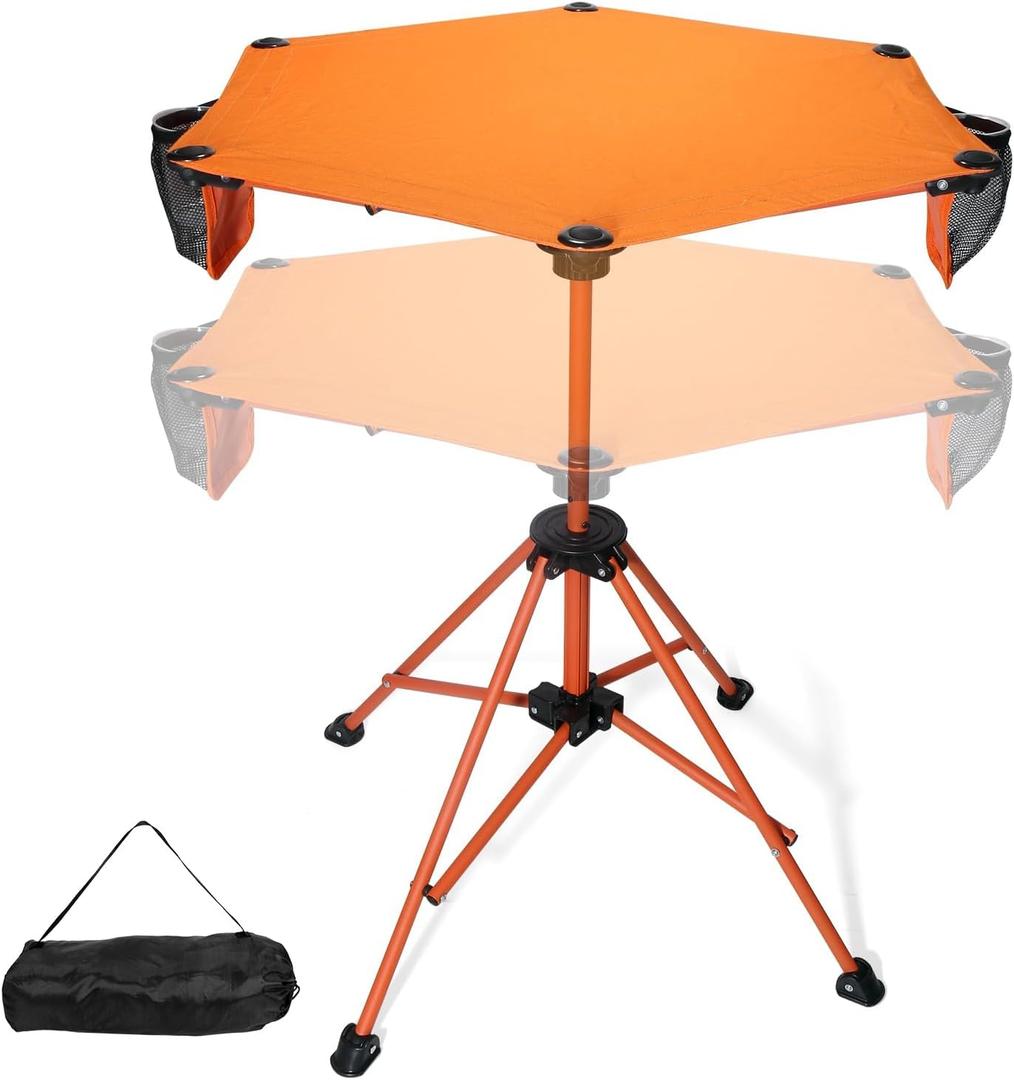 Lightweight Folding Bar Height Table, 36 Inch, Adjsutable Height & Cup Holder  Collapsible, Portable, Compact with Carry Bag for Lawn BBQ, Lounge, Picnic, Camping and Travel