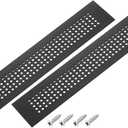 PATIKIL 12 x 2 Inch Door Air Vent Cover, 2 Pcs Aluminum Grille Ventilation Cover Louvered Diamond Hole with Mounting Screws for Cabinet Wardrobe Door, Black