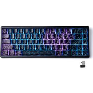 HITIME x XVX M67 60% Percent Keyboard Wireless, QMK/VIA Topographic Gaming Keyboard, Tri-Mode Thocky Creamy Mechanical Key Board, Hot Swappable Mount RGB IMD Tech for Win/Mac, Black