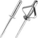 40pcs Tri-Fold Aluminum Blind Rivets, Tri Grip Exploding Assortment Bulb Style Pop Rivets for Automotive, Soft or Plastic Materials 1/4" x3/4" (6.4x20MM) Silver