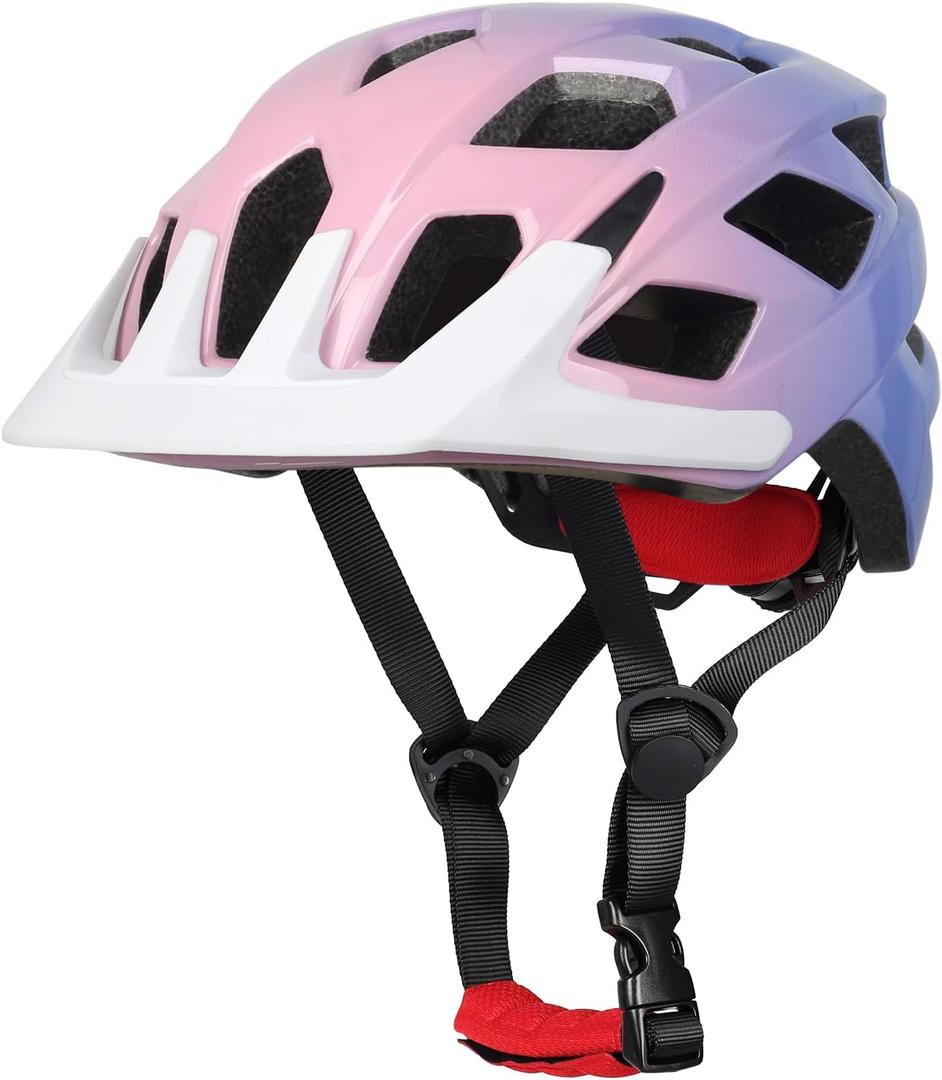 Kids Bike Helmet, 2 Size Adjustable for Youth Toddler Boys & Girls 3-5-8-10-12-14 Years, Child Helmets with Visor for Skating Cycling Scooter (Pink Purple Gradient, M: 54-58 cm / 21.3"-22.8")