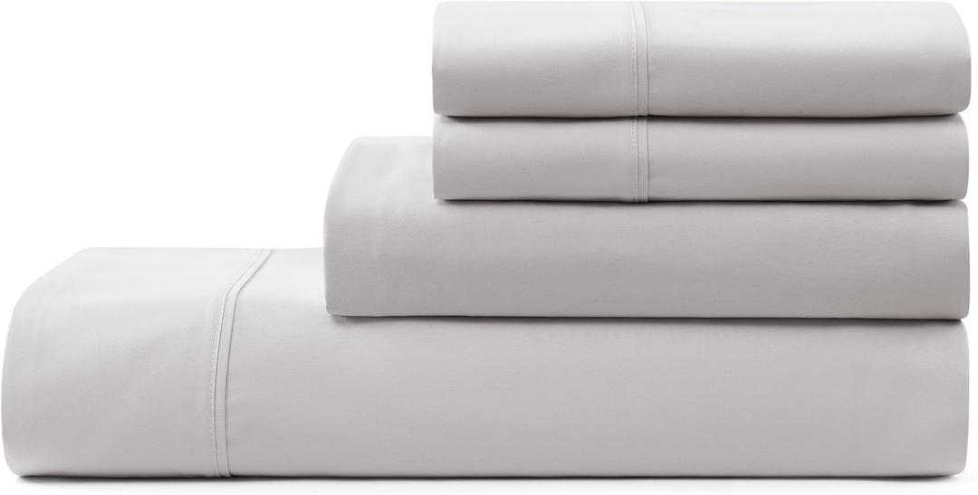 UGG Hedi Queen Sheet Set 4-Piece Luxury Cooling Sheets Deep Pockets Premium Bedding with 2 Pillow Shams Hypoallergenic Machine Washable Soft Lightweight Bed Set for Bedroom, Queen, Stone Grey (Gray)