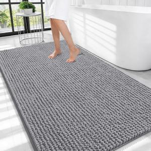 OLANLY Thick Large Bathroom Rugs 44x32, Extra Soft Absorbent Chenille Bath Rugs, Rubber Backing, Machine Wash Dry, Bath Mats for Bathroom Floor, Tub and Shower, Home Decor Accessories, Grey