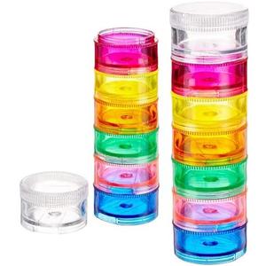 Deke Home - Stackable Pill Organizer (2 Pack), 7 Day Weekly Pill Box Tower with Twist Lock Compartments, BPA-Free, Travel Medicine Holder & Vitamin Dispenser, Compact & Portable Case, Rainbow Colored