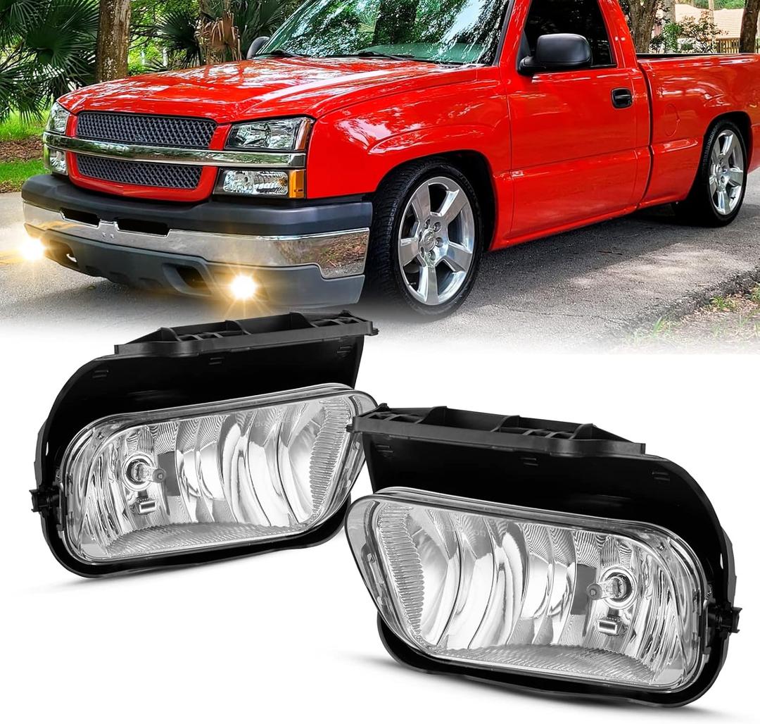 Fog Light Assembly Replacemen For 2003-2007 Chevy Silverado 2002-2006 Chevy Avalanche Fog Lamp with H10 12V 42W Bulbs OE Style