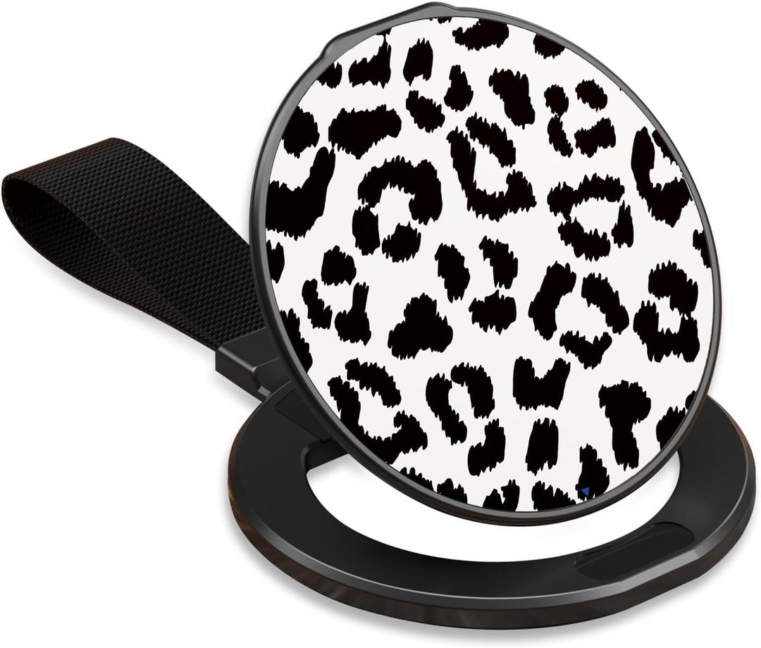 Rosarnnah Phone Grip with Dual-sided Magnetic for Magsafe - Adjustable Cell Phone Strap Stand Finger Ring Kickstand - Compatible with iPhone 17 Pro Max 16 15 14 13 12 Accessories - Black Leopard Print