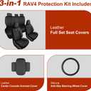 For Toyoya RAV4 Seat Covers 2025 2024-2019 Perforated Leather Full Set | Custom For RAV4 seat covers xle/le Family-Safe Waterproof Non-Slip Airbag Compatible Easy Install (5 Seats,Black)