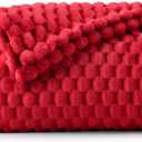 BEDELITE Fleece Twin Blanket for Couch & Bed - 3D Jacquard Decorative Red Throw, Super Soft and Cozy Warm Fuzzy Blanket All Seasons Suitable, 60x80Inches