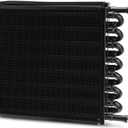 16 Pass 1/2" Transmission Cooler, 16 Rows 8AN Tube Fin Cooler Air Compressor Aftercooler, Compatible with 1/2" transmission cooler lines Universal Black