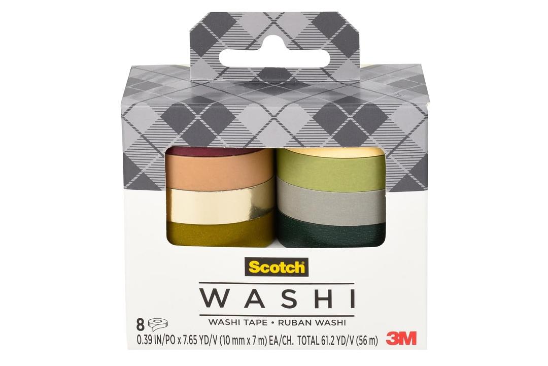Scotch Washi Tape, Solid Earth Design, 8 Rolls, Great for Bullet Journaling, Scrapbooking and DIY Dcor (C1017-8-SOL3)