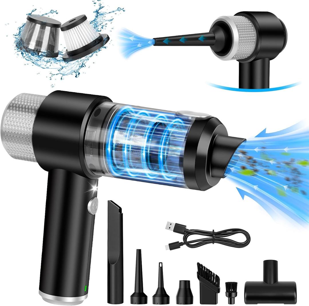 Handheld Car Vacuum Cleaner - 15000Pa High Power Portable Vacuum, Mini Car Vacuum Cordless with LED Light, Vacuum Cleaners for Home, Office, Pet Hair (Black)