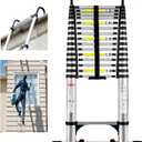 Telescoping Ladder, 20.3FT Aluminum Portable Extension Ladder w/Hooks, Stabilizers& Wheels, 330lbs Capacity, Collapsible Design, Outdoor & RV Friendly, Aluminum, Sturdy & Reliable, Black