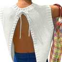 Soly Hux Women Y2K Backless Tie Up Knit Crop Sweater Vest Sleeveless Round Neck Split Open Back Pullover Summer Tank Top, Size: M