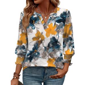 WIHOLL 3/4 Length Sleeve Womens Tops Summer Shirts Spring Vacation Outfits Dressy Casual Trendy Fall S-3XL (White, S)