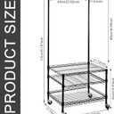Wonderjune 1 Pcs Portable Mini Fridge Organizer Shelf with Wheels & 8 S Hooks, Mini Fridge Storage Stand, Microwave Stand for Dorm Room, Apartment & Kitchen, Compact Shelving for Small Space(Black), 23.6 x 17.7 x 52 inches