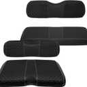 XUANYUDG0769 Golf Cart Front and Rear Seat Covers for EZGO TXT/RXV Club Car DS/Precedent Yamaha G29, Vinyl Leather Made/Adjustable Straps and Retractable Buckle/No Stapler Required,4PCS (black)