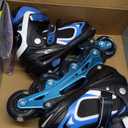 MammyGol Adjustable Inline Skates for Kids Boys Girls Youth Blades Roller Skates with Light up Wheels Ages (Medium - Big Kid (1-4US) Blue