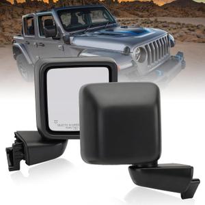 Passenger Side Mirror for 2018-2023 Jeep Wrangler JL/2020 2021 2022 2023 Gladiator JT,Mirror Assembly with Heated,Manual Folding Without Turn Singal/Blind Spot,Replace 68281890AE 68281890AB