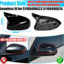 Compatible with BMW Side Mirror Covers X3 G01 2019-2024/X4 G02 | X5 G05/X7 G07 2019-2025, X6 G06 2020-2025, Clip-on Left Driver and Right Passenger M Style Mirror Caps Glossy Black 5116