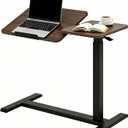 KEIKI Height Adjustable Rolling Laptop Desk, Portable Mobile Standing Workstation with Tiltable Top, Brown