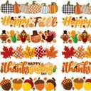 Haooryx 70Feet Happy Thanksgiving Fall Bulletin Board Borders - 72PCS Cartoon Turkey Pumpkin Maple Leaves Paper Borders Trim for School Classroom Autumn Theme Party Blackboard Border Wall Decorations