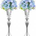 Metal Trumpet Wedding Flower Vases, 22" Tall Elegant Table Centerpiece Vases, Gold Flower Arrangement Stands for Anniversary Ceremony Birthday Party Event Wedding Home Decoration (Silver, 22"-2pcs)