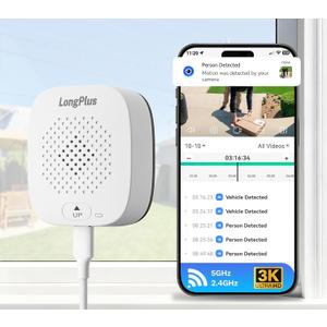 LongPlus 5MP 3K Window Camera for Home Security,2.4G 5G WiFi Wireless Safeview Window Security Camera with Night Vision, 24/7 Recording, Human/Car Detection, Two-Way Audio, Easy Install