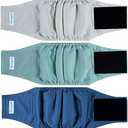 Paw Legend Washable Dog Belly Band Wrap Diapers for Male Dog | High Absorbing Puppy & Doggy Diapers Male (3 Pack, Teal, Grey, Navy, Medium)