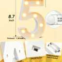 Marquee Numbers Lights Sign with Birthday Music, LED Decorative Light up Number 50 with Remote for Party Anniversary Decorations Wedding Christmas Home Decor, Battery Operated, White Plastic