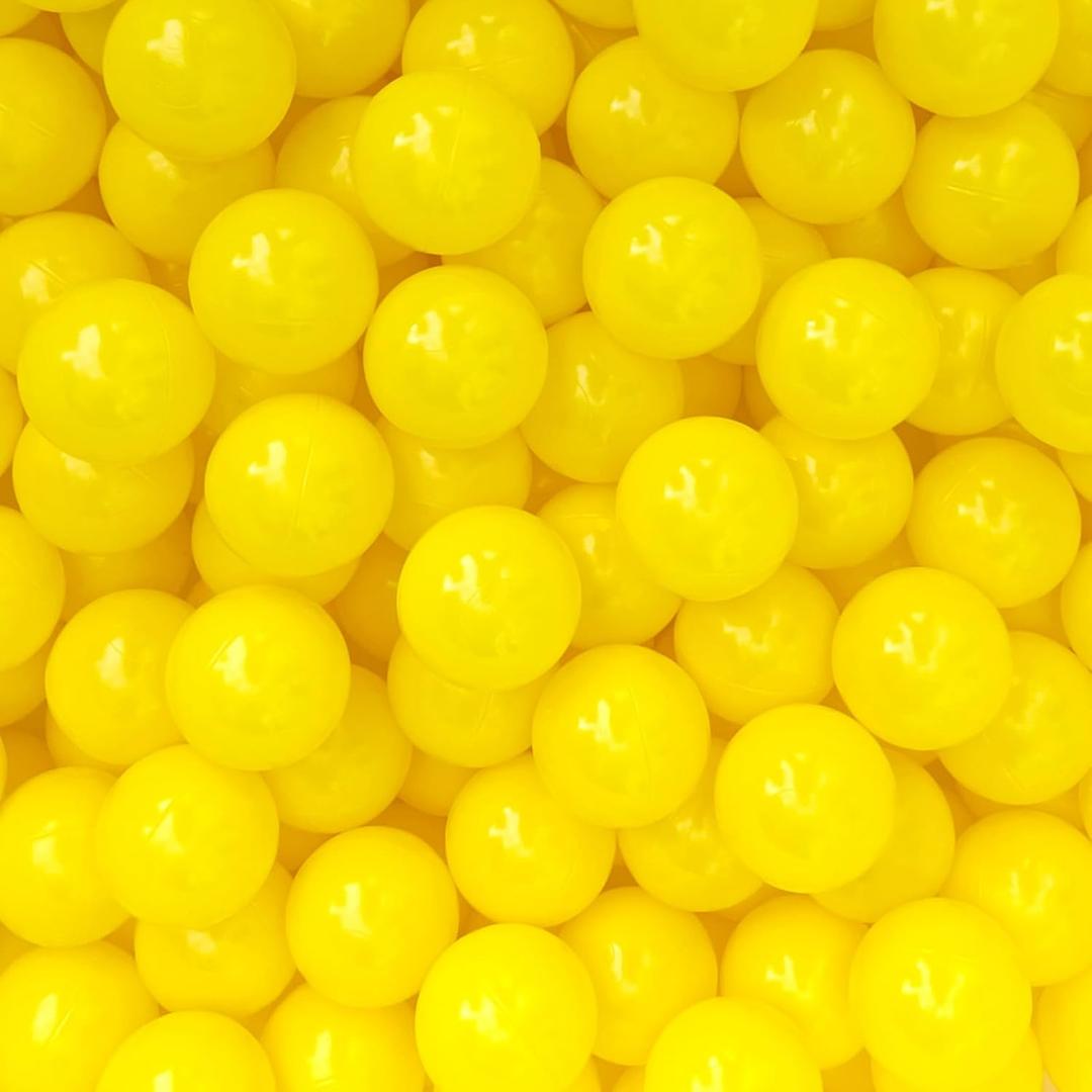 Ball Pit Balls 100 Phthalate Free BPA Free Crush Proof 2.16 Inches Plastic Balls for Ball Pit Ideal Gift for Toddlers Babies Kids Pool Water Toys Play Tent, Yellow