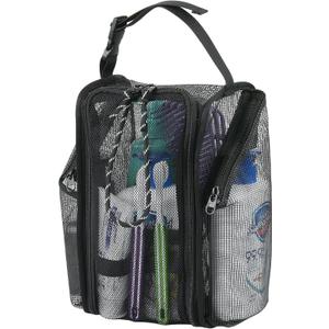 Cosmos Mesh Shower Caddy Toiletry Organizer Hanging Shower Tote Bag, Quick Dry Shower Organizer Portable Bath Bag with Durable Zippers & Side Pockets for Travel, Gym, Swimming, Beach and Camp