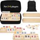 Amazing Pride Upgraded 2-6 Players Rummy Cube Game with 6 Wooden Racks, 160 Tiles, Drawstring Bag, Premium Portable Zippered Case
