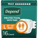 Depend Protection with Tabs Maximum Briefs, Large,16 count ( Pack of 3)