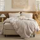 Bedsure 100% Cotton Duvet Cover King Size with Fitted Sheet - 4 Pieces Linen Color Waffle Weave Bedding Set, GentleSoft and Breathable, Includes 1 Duvet Cover 104x90, 1 Fitted Sheet, 2 Pillow Shams