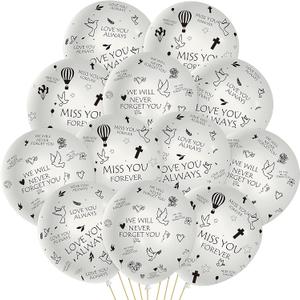 PANTIDE 37Pcs Memorial Balloons Set White Remembrance Funeral Celebration of Life Latex Balloon with Ribbon Miss You Forever Love You Always We Will Never Forget You Decorations