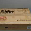 Keonjinn 17" x 25" Gold Medicine Cabinets for Bathroom with Mirror, Recessed or Surface Wall-Mounted Aluminum Alloy Framed Beveled Mirror, Single Door Metal Bathroom Vanity Mirror with Storage Cabinet