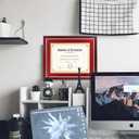 FramePro 11x14 Diploma Frame with Red over Gold Mat, 14x17 Certificate Frame, Real Wood with Gold Trim, Mahogany with Acrylic