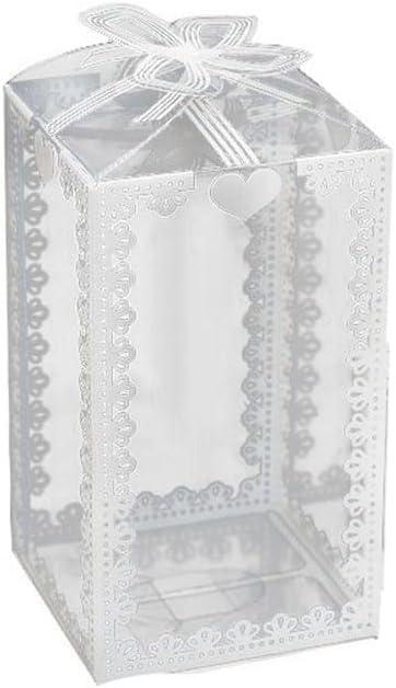 Leadigol 20 Pack Clear Favor Boxes with Bowknot,5x5x7cm,Small Clear Plastic Box,Transparent PVC Favor Boxes Packing Box,