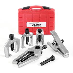 Orion Motor Tech OMT 5-in-1 Ball Joint Separator, Pitman Arm Puller, Tie Rod End Tool Set for Front End Service, Splitter Removal Kit (RD06) (Red Case Silver Puller)